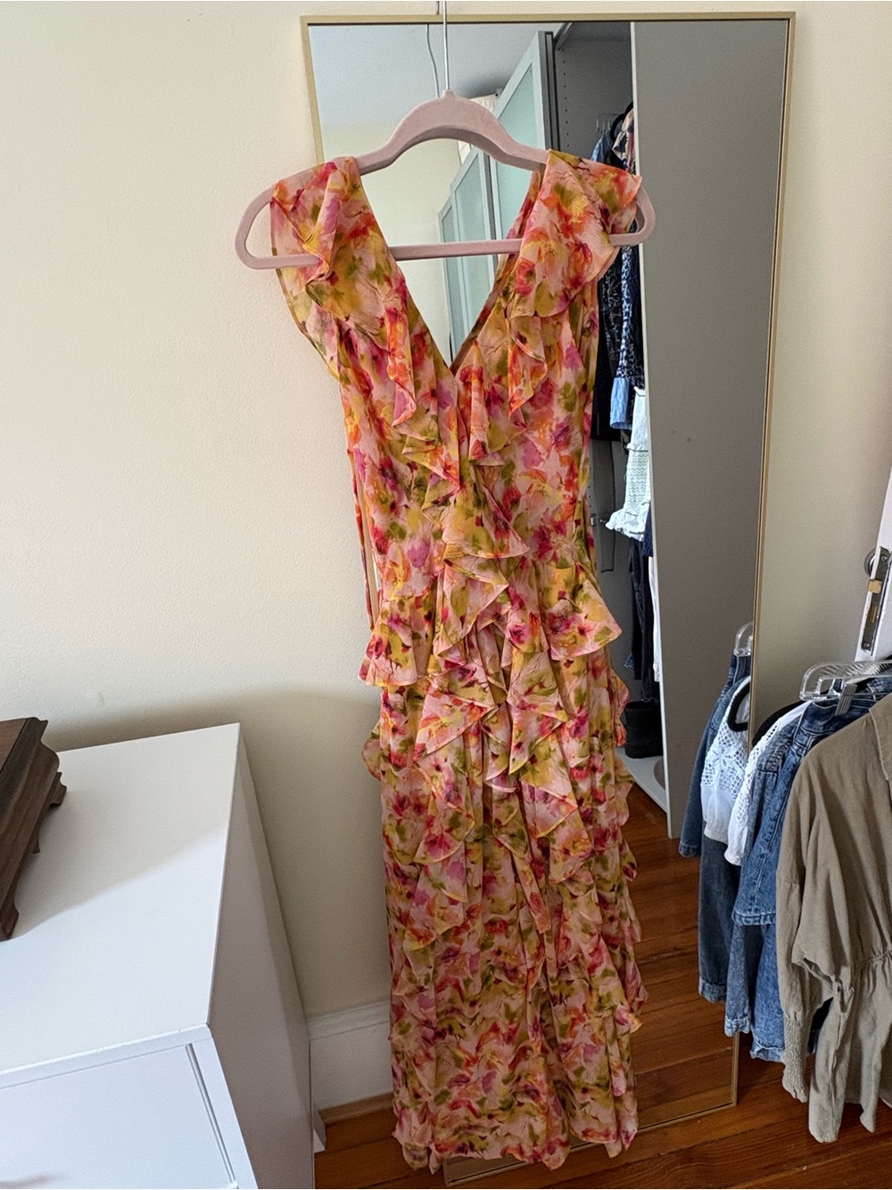 Floral Ruffle Maxi Dress - Pink Multi